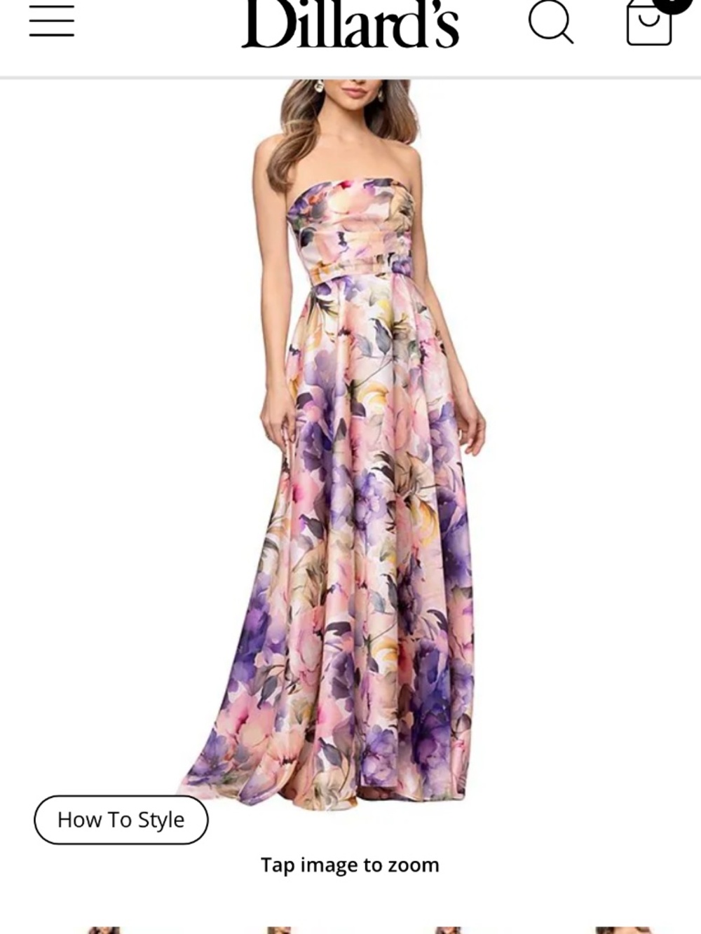 Betsy & Adam Floral Organza Gown